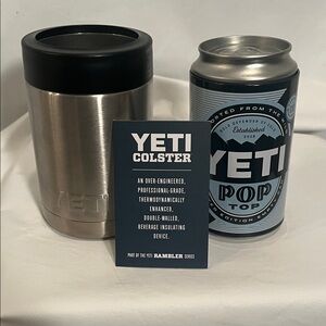 Yeti Stainless Steel Colster with Black Lid